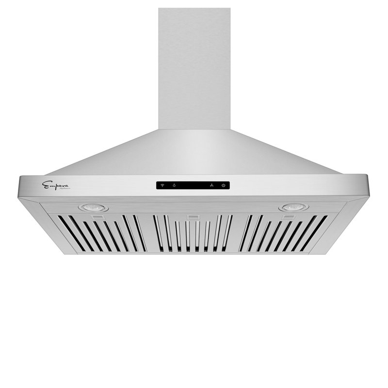 Hotte murale convertible de 380 pi³ / min en argent avec télécommande incluse, L 30 po