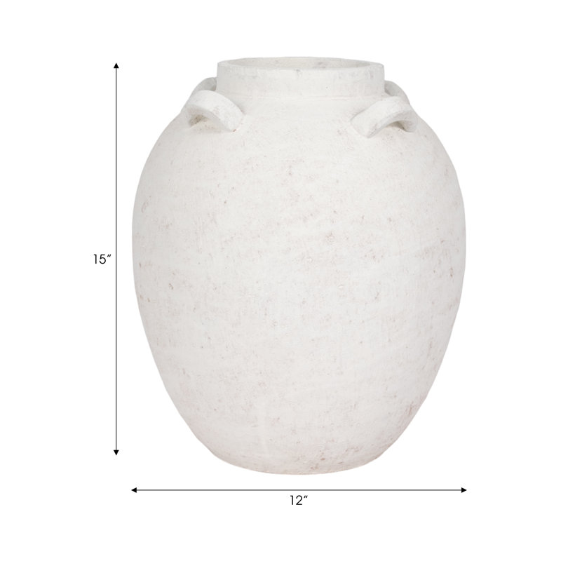 Red Barrel Studio 15'' Multi-Handle Terracotta Vase In Rough Finish