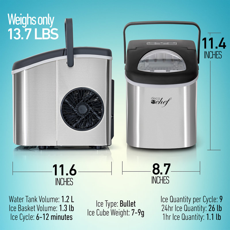 Deco Chef 26 lb. Daily Production Bullet Clear Ice Portable Ice Maker