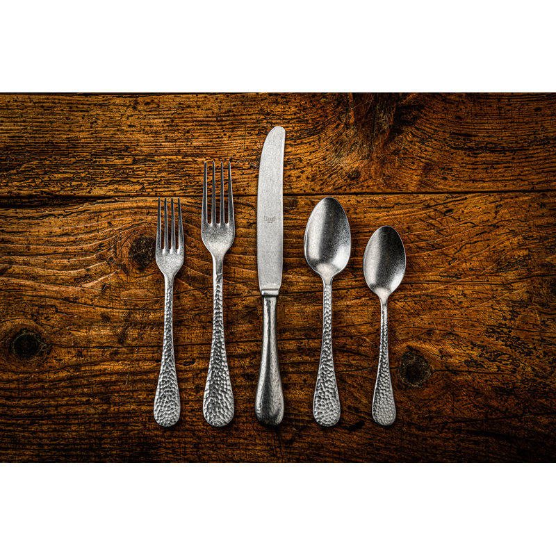 Epoque 20 - Piece Stainless Steel Flatware Set - Service for 4, Pewter Silver