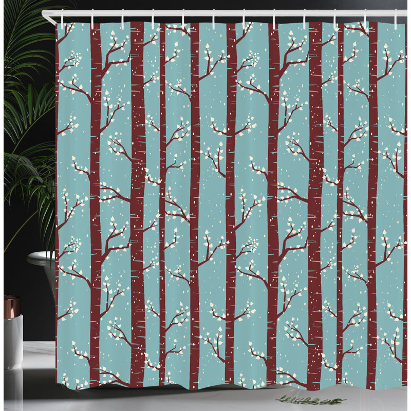 Dakota Fields Forest Shower Curtain Birch Tree Silhouettes, 70''H x 69''W