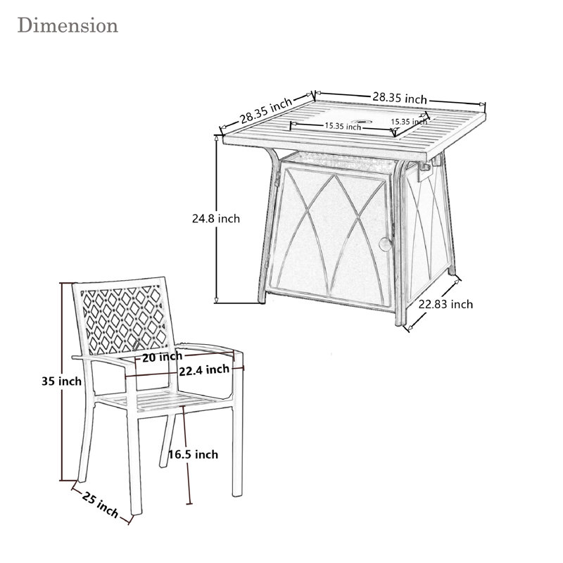 Alyah 4 - Person Patio Dining Set with Square Table