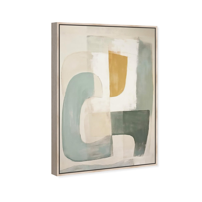 Oliver Gal Sunny Side Egg in my Pan Abstract - Heavy Gel Top Coat Framed Canvas Art, Cream, 37" H x 25" W