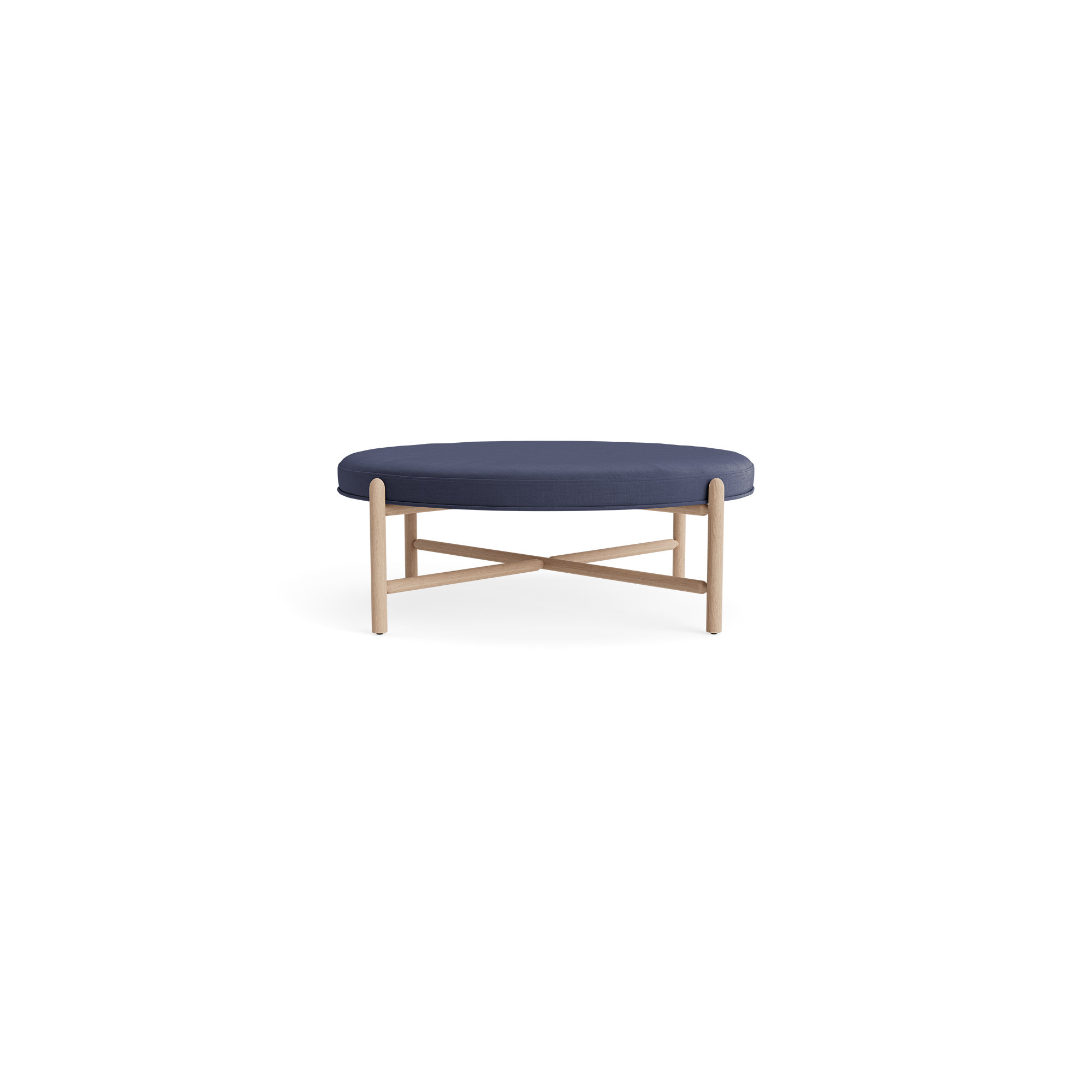 Vane 48" Round Ottoman, Navy, Oak