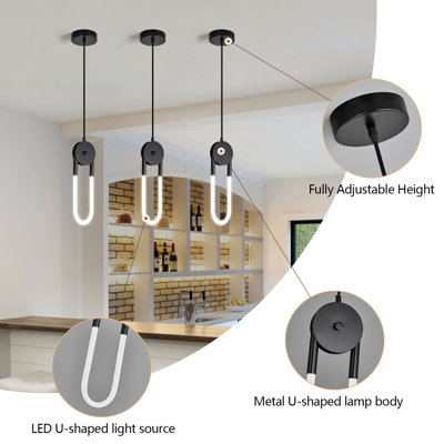Modern Led Pendant Light Fixture Oval Adjustable Pendant Lighting For Kitchen Island Living Room Dining Room Bedroom