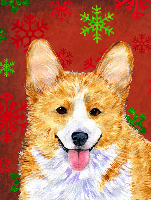 Drapeau rouge et vert Vart, Corgi (beige et blanc)