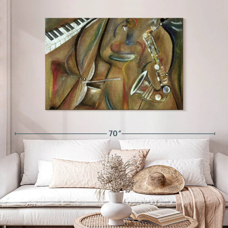 Abarca Burlap Sax, 32" H x 48" W