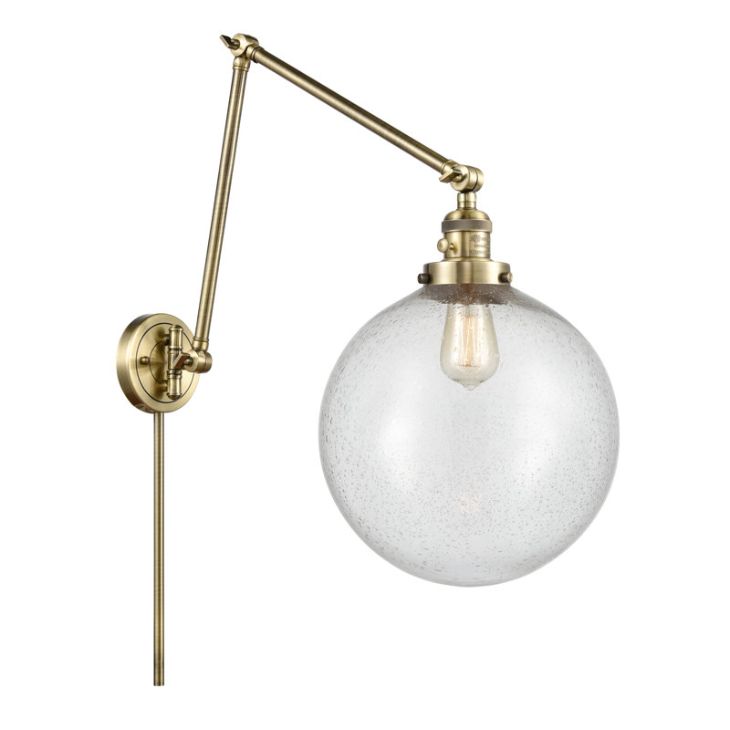 Bras pivotant à intensité variable à 1 lumière Maxwell, Grainé, Laiton antique, H 34 po x l 12 po x P 34 po