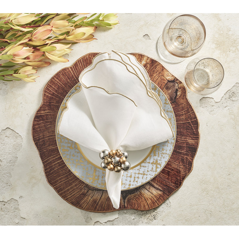 Luminance Napkin, White/Gold