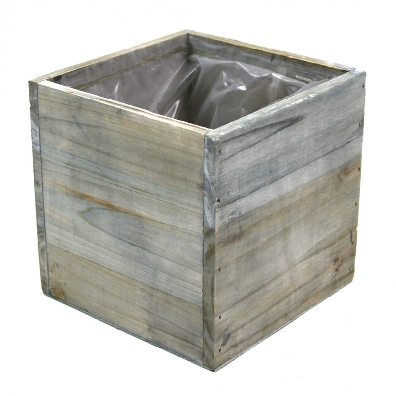 vase en bois cube Gritton, Gris rustique, H 6 po x l 6 po x p 6 po