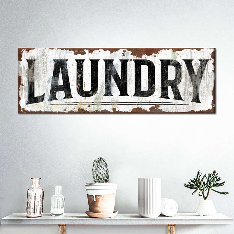 " Rusty Laundry Sign Canvas Print ", 8" H x 24" W x 1" D