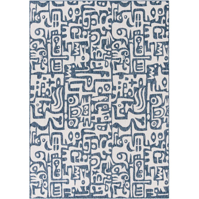 Contemporary Nykeia Area Rug Blue Color
