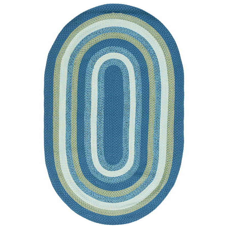 Kaneez Hand Woven Performance Machine Washable Striped Rug, Oval 4' x 6'
