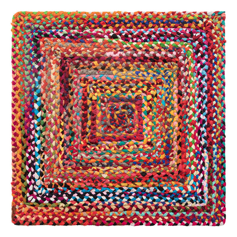 Marcantel Performance Cotton Abstract Indoor Rug, Square 3'3"