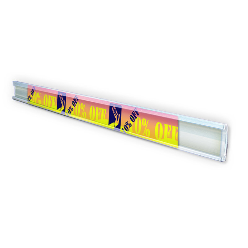 Clear Plastic C-Channel Sign Holder, 0.5" Height, 6-Foot Length, 10-Pack