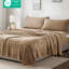 Drap double, taupe, 100% lisse, double brossé, drap plat, taies d'oreiller ajustées, 4 pièces faciles d'entretien en couleur taupe, brossé des deux côtés pour une sensation douillette, avec des draps complets