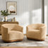 Berklie 31.5"W Modern Boucle Chenille Swivel Barrel Armchair with Ergonomic Backrest and Solid Wood Legs