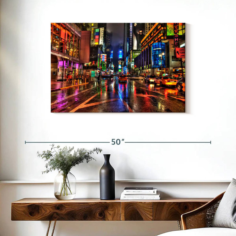 Ravi Times Square Rainy Night, H 24 po x l 36 po