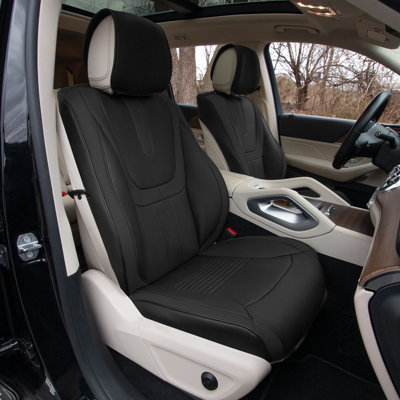 Hybrid70 Deluxe Faux Leather Car Seat Covers with Modern Pattern Front Set