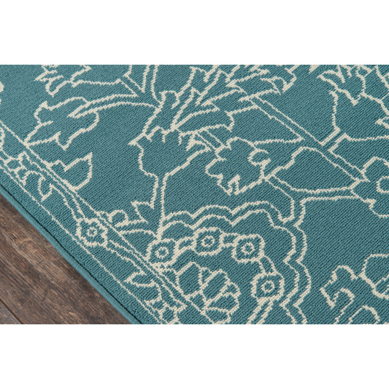 Tapis bleu sarcelle intérieur / extérieur Craine, Rectangle 8 pi 6 po x 13 pi