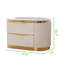 Gold Detailed Right 2-Drawer Nightstand made with Wood in White