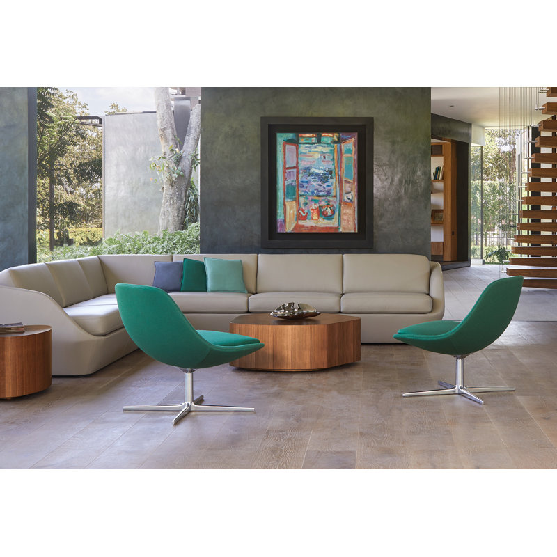 Chiara Lounge Chair, Polished Aluminum, Vella Peppercorn