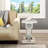 Modern Silver Mirrored End Table With Crystal Inlay, Geometric Design Accent Table For Living Room And Bedroom