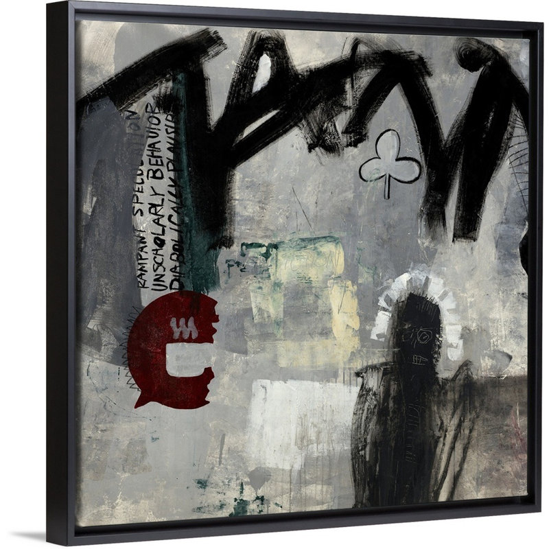 « unécoliered », peinture sur toile, Cadre flottant noir, H 37,7 po x l 37,7 po x P 1,75 po