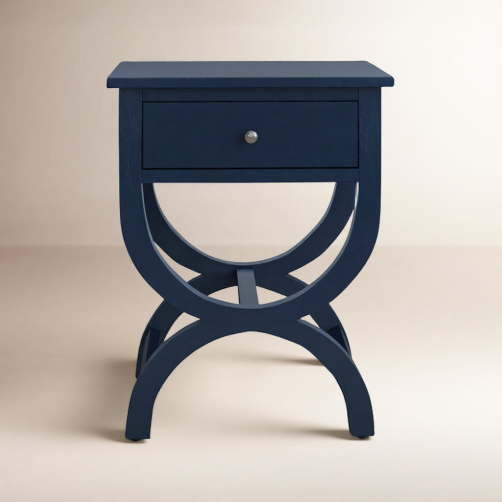 Floris End Table With Storage, Navy