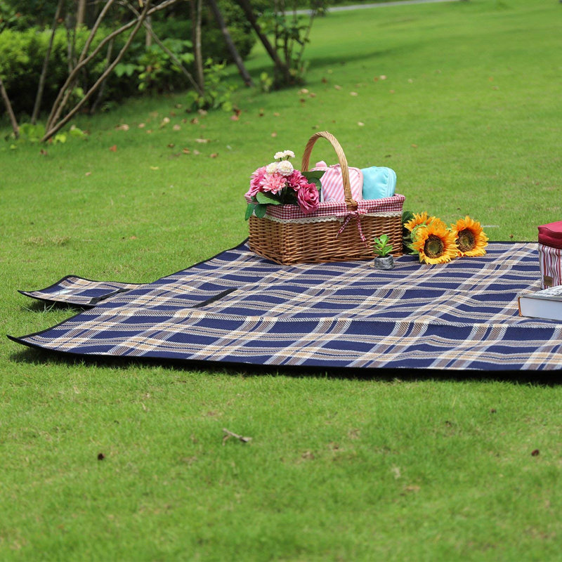 Picnic Blanket, Yellow/Navy/Grey