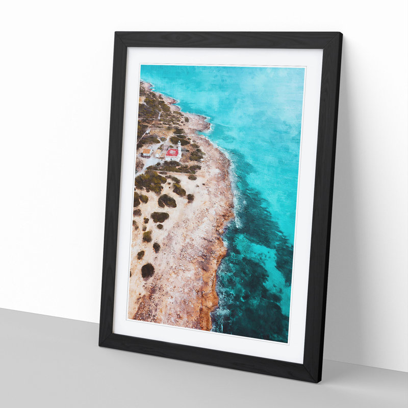 Lighthouse on the Coast of Spain - Picture Frame Graphic Art, 36cm H x 27cm W x 2cm D, Black Framed