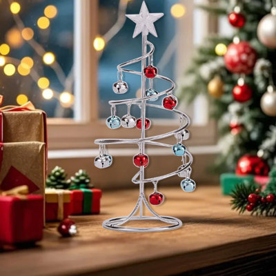 Arbre de Noël de table en métal en fer forgé présentoir ornement de Noël 11 pouces décorations de bureau mini arbre de Noël