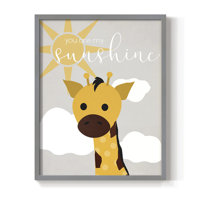 Sunshine Giraffe, reproduction encadrée - bois massif, H 21 po x l 17 po, Gris