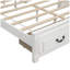Grand lit de rangement blanc avec station de charge USB, lumières DEL et grande tête de lit à panneau - Base de lit plateforme en pin massif