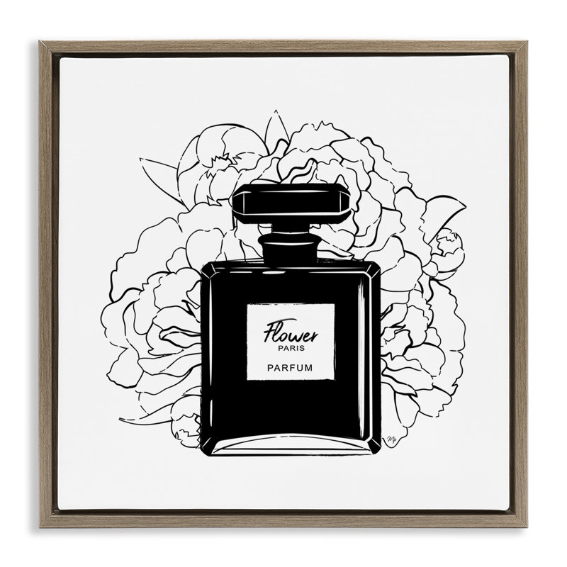 "Black Perfume & Roses", art mural encadré flottant gris par Martina Pavlova, Cadre flottant orme Montalcino