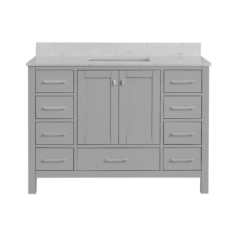 Meuble-lavabo sur pied 48 po, meuble-lavabo autoportant avec comptoir, cadre gris