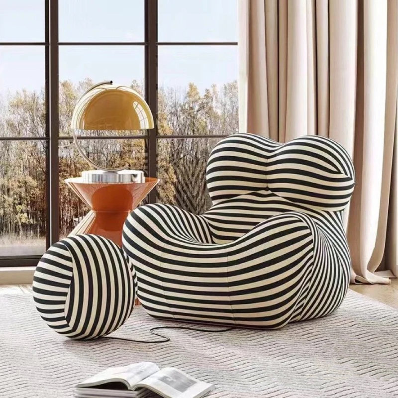 Méridienne et repose-pieds Vigna, Polyester noir / blanc