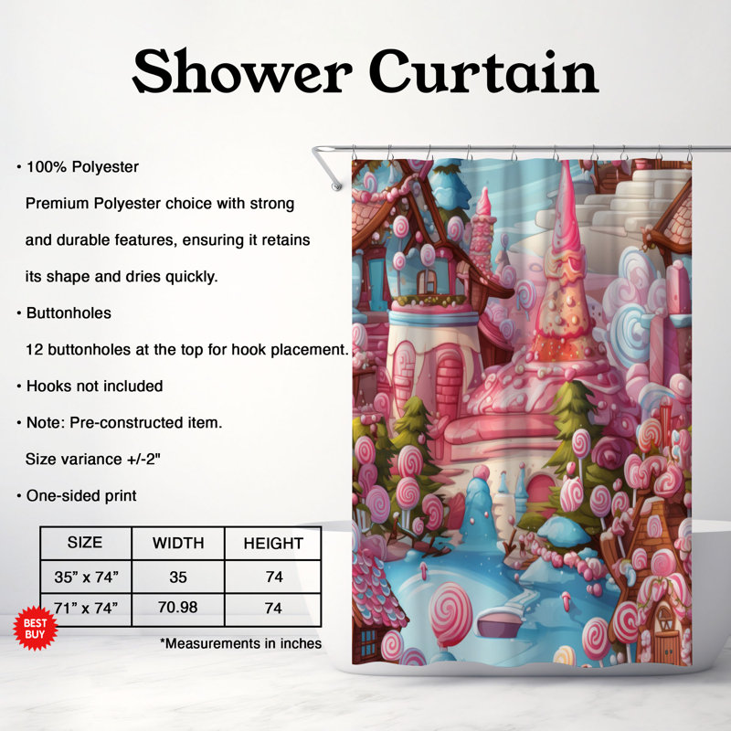 Rideau de douche Gingerbread Wonderland - Premium, H 74 po x l 71 po