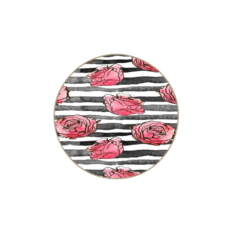 Tapis décoratif moderne à rayures florales gris, Sous-tapis rectangulaire 2 pi 4 po x 3 pi 11 po