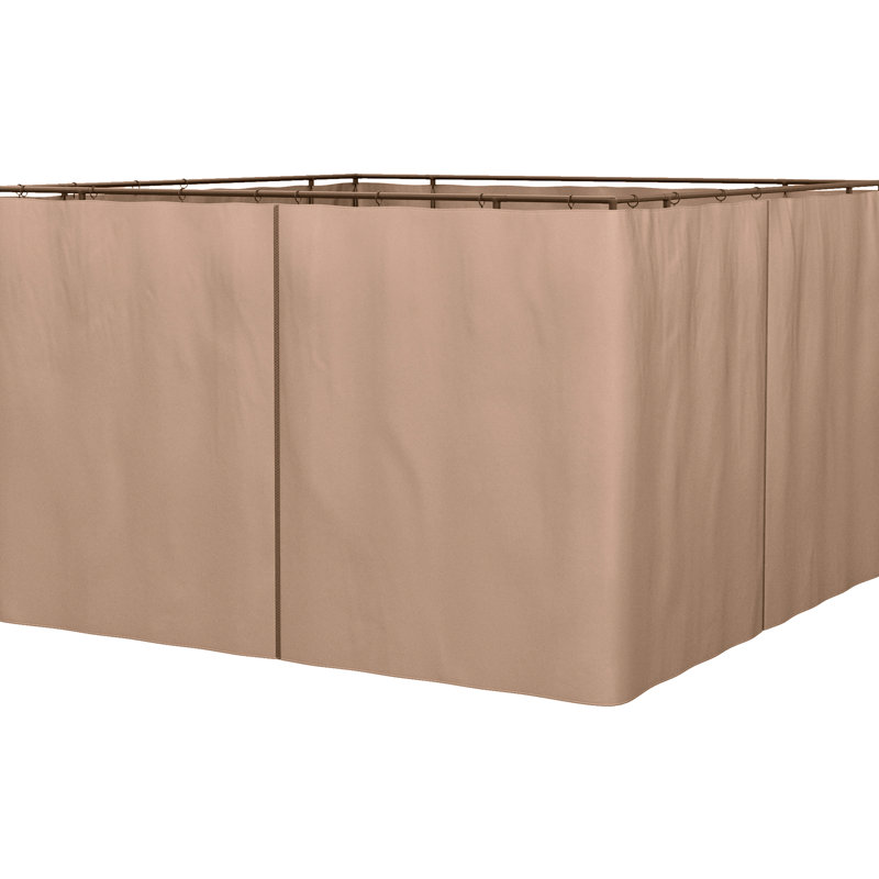 Brown 10' X Gazebo Sidewall Assembly. Has Panels, Hooks, . For And Cabanas. Provides Shade, Privacy, Blocks Unpleasant Interruptions. Zippered Curtains With Straps. Easy To Up. Fits Diverse Gazebos.