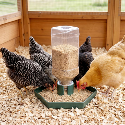 Automatic Chicken Water Dispenser Multi-Purpose Poultry Waterer Feeder Spill Proof, Green
