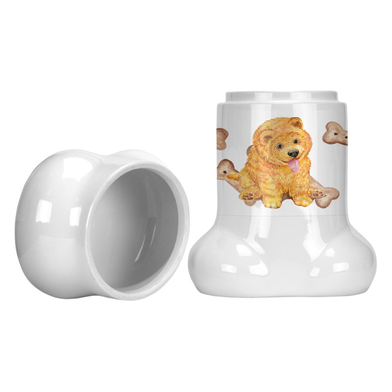 Pot à animaux en forme d’os chow chow chiot