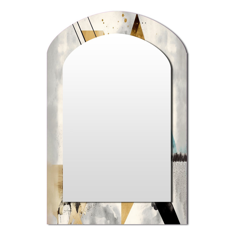 Green Triangle Boho III - miroir mural unique de forme irrégulière géométrique, miroir asymétrique moderne, impression d'art en métal