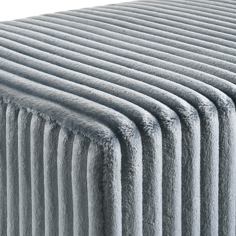 Banc rembourré en velours côtelé Mavela, Bleu