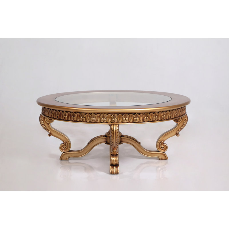 Carlotta Glass Coffee Table, Antique Gold