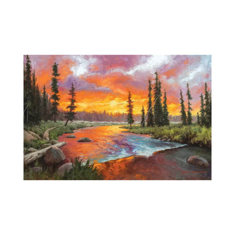 Sunset Bend by Mark McKenna - Painting on Canvas, Wrapped Canvas, 66.04cm H x 101.6cm W x 3.81cm D