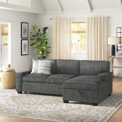Yates 2 - Piece Upholstered Pull Out Sectional Sleeper Sofa With Storage Chaise by Sand & Stable