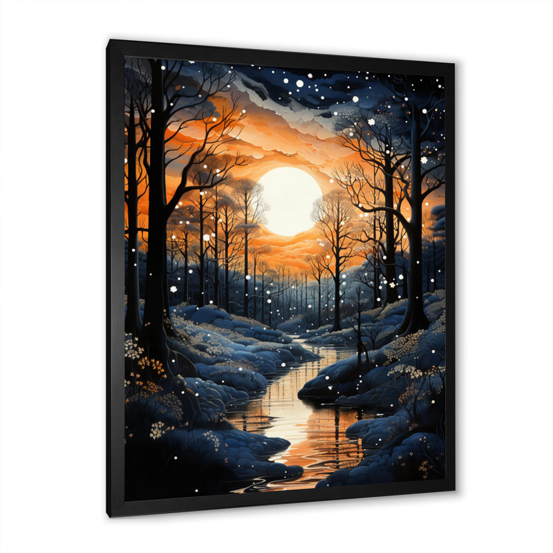 Auvent monochrome Peach Forest - Décoration murale paysage et nature, Cadre photo noir, H 32 po x l 16 po x P 1 po
