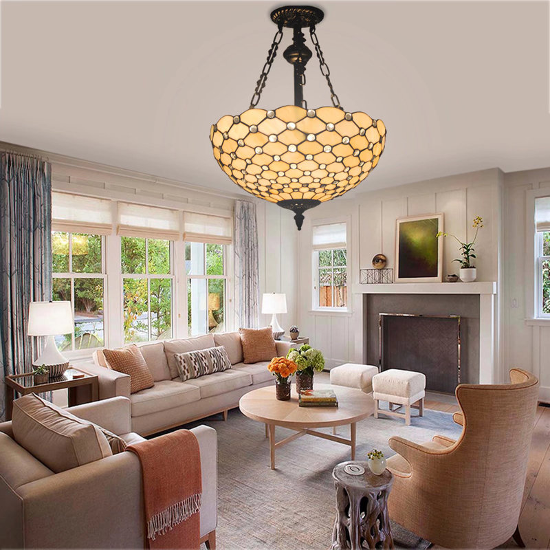 Lustre suspendu 3 lumières de style Tiffany Elyce