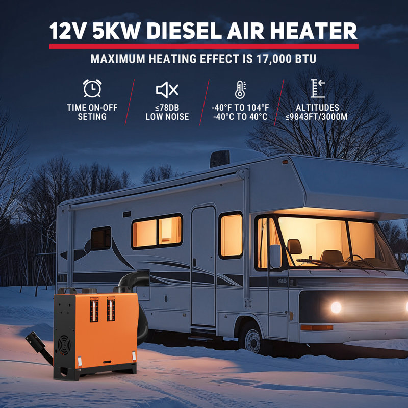 5KW 12V Diesel Air Heater with Remote Control and LCD Display